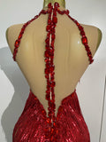 2026 New Sparkly Rhinestones Tassel Mesh Sexy See-Through Dress Latin Dance Outfits Women Bar Nightclub Show Party Stage Costume