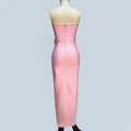 Pink Red Color Women Sexy Strapless Off the Shoulder Florals Bodycon Long Bandage Dress Celebrate Fashion Evening Party Outfit