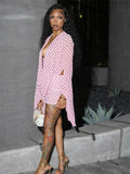 Summer Polka Dot Print Dress Woman Sexy Swing Collar Backless Batwing Sleeve Tassel Clubwear Party Midnight Bodycon