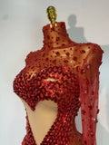 High Quality Rhinestone Sequin Sexy See Through Mesh Mini Dress Women Evening Party Nightclub Singer Stage PerformanceCostume