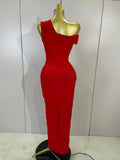 Women Elegant Shiny Diamond Sexy One Shoulder Long Bodycon Bandage Dresses Celebrity Evening Party Nightclub Wedding Guest Dress