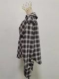 American Retro Sexy Plaid Shirt for Women Lapel Long Sleeve Loose Street Hot Girl Shirts Female Autumn Clothes New