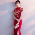 Red Traditional Chinese Style Bride Wedding Dresses Embroidery Cheongsam Gown Robe Party Evening Dress Marry Vestido