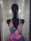 Sparkly Colorful Rhinestones Women Sexy Halter Backless Off the Shoulder Mesh Bodycon Mini Dress Celebrate Nightclub Party Wear