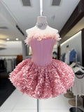 Sexy 3D Floral Mini Dress for Women Sweetheart Neck Sleeveless Fish Bone Tunic Birthday Party Flirty Skirt Female Clothing