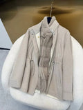 Women Solid Color Fringed Jacket 2-piece Set Chic Drawstring Pocket Zipper Coat Sleeveless Vest Sets Autumn Street Daily Wear