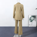 Elegant Blazer Jacket Pant Set Women Slim Fit Solid Lapel Double Breasted Coat Wide Leg Pant 2026 Spring Lady Commute Outfit New