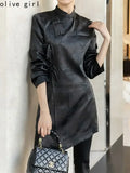 Olive Girl Black Embroidered Qipao for Garden Wedding 2026 Fairycore Photoshoot Everyday Wear S-3XL XS-3XL Plus Size Embroidered Romantic Editorial Not Costume Qipao Cheongsam Chinese Dress Chinese Heritage Fashion Women