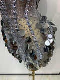 Sparkly Silver Rhinestone Sequins Strapless Mesh See Through Mini Dress Birthday EveningParty Nightclub Singer Stage Costume