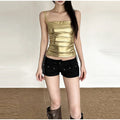 Sexy Bandage Hollow Out Women's Sling Top Slim Sleeveless Backless Pleated Female Vest 2026 Summer Beach Holiday All-match Vests