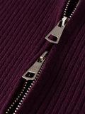 Solid Minimalist Basics Vest for Women Lapel Sleeveless Patchwork Double Zipper Slim Casual Knitted Tank Top Female