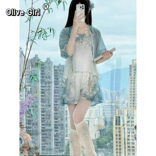 Olive Girl Blue Hanfu Dress 2026 S-L XS-3XL Plus Size Hanfu Chinese Dress Traditional Chinese Clothing Chinese Heritage Fashion Women