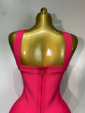Women Sexy Backless Pink Bodycon Mini Bandage Dresses Elegant Evening Party Luxury Birthday Nightclub Cocktail Prom Gown