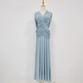 2026 Summer New Ruched Maxi Dress Women Draped Sleeveless V Neck Elegant Folds Dresses Formal Evening Party Gown