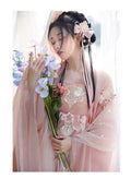 Olive Girl Pink Embroidered Fairy Dress for Ren Faire 2026 Garden Wedding Fairycore Photoshoot Everyday Wear S-L XS-3XL Plus Size Embroidered Flowing Sleeve Romantic Editorial Not Costume Fairy Dress Cottagecore Dress Chinese Heritage Fashion Women