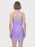 Women Summer Party Purple Bandage Dress Mini Halter Sexy Girl Evening Dress Elegant One Piece Vestidos Fee Shipping