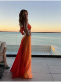 2026 Chic Gradient Hollow Out Maxi Dress Women Sexy Backless Sleeveless Sling Long Dress Summer Vacation Boho Beach Satin Outfit