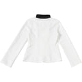 White Contrast Faux Leather Collar Blazer Women Buckle Belt Waist Slim Fit Long Sleeve Stand Neck Ins Party Fashion Outerwear