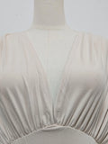 Apricot Elegant Draped Bodycon Maxi Dress for Women Off The Shoulder Ruched Accent Evening Skirt for Wedding Guest Occasions