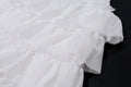 Fungus Trim 2Piece Sets Female Long Sleeve Straps Square Collar Tops+Tierred Short Skirts Elastic Waist Matching Suit