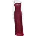 Solid Slimming Fashion Dresses for Women Strapless Sleeveless Patchwork Sequins Midi Split Dress Female Clothing