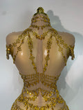 Women Sexy See Through Crystal Bodysuits Luxury Birthday Dancer Stage Performance Wear Mesh Sparkly Rhinestone Nightclub Outfit