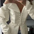 Sexy Off Shoulder Cardigan for Women Lace Up Design Long Sleeve French Versatile Slimming Blouse Female Fashion New