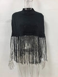 Minimalist Tassel Women Sweaters Round Neck Sleeveless Elegant Loose Sweater for Party Social Occasion Fashion New