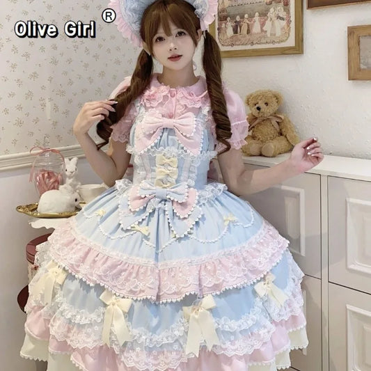 Olive Girl Dramatic Lolita Dress for Ren Faire 2026 Fairycore Photoshoot Everyday Wear S-XL XS-3XL Plus Size Dramatic Silhouette Romantic Cottagecore Editorial Not Costume Lolita Dress Chinese Heritage Fashion Women