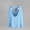 Backless Knitted Sweater Female Loose Sexy Long Sleeve Pullover Top Casual Women's Knitwear Top Solid Autumn New