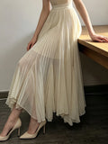 Solid Oversized Hemline Pleated Mesh Skirt Women High Waist Long Maxi Skirt Spring Summer Party Women'S Clothing