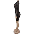 Women Sexy Long Sleeve Diamond Mesh Bodycon Night Out Dress Birthday Party Costume Bar Nightclub Stage Performance Clothing