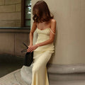 Sexy Knitted Suspender Dress For Women Summer Plunge Slim Long Dress High Waist Elegant Rib Knit Dress Vacation Clothes