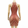 High-End Luxury Performance Clothes Nightclubs  Full Of Diamonds Neck Skirts Female Singers Models Catwalk Vestido De Luxo Festa