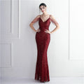 2025 Sequin Long Strap Evening Dress Party Etiquette Celebration Robe Dress Sleeveless V-neck Robe Sexy Gowns Maxi Dress