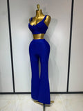Women Sexy Bandage Crop Top Pant Set Evening Party Club Luxury Birthday High Street Fashion Elegant Luxury Birthday Outfit