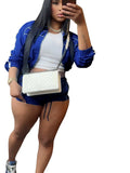 Women's Set Long Sleeve Jacket + Shorts Suit 2025 Summer Streetwear Active Slim Sporty Two 2 Piece Set Outfit Tracksuit