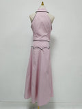 French Elegant Two Piece Set for Women Laple Sleeveless Slimming Cardigan Top High Waist A Line Skirt Suit Female
