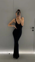 Elegant Knitted Backless Long Dress Sexy Women's Hollow Out Curvy Dresses Female Summer White Brown Pink Black Beach Vacation