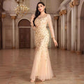 Long Sleeve Mermaid Evening Dresses Embroidery Long Gown Elegant Formal Dress Women Party Club Bodycon Bridesmaid Dress