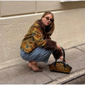 Women Retro Floral Print Tweed Jacket Fur Collar Cuff Patchwork Single Breasted Short Coat 2026 Fashion Autumn Casaul Outerwear