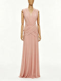 2026 Summer New Ruched Maxi Dress Women Draped Sleeveless V Neck Elegant Folds Dresses Formal Evening Party Gown