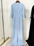 2026 New Arrivals Spring Fashion Heavy Industry Beaded Diamond Slim Midi Dress Women's Half Sleeve Female Vestidos