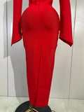 Women Celebrity Evening Party Club Prom Luxury Birthday Dresses Elegant Pearl Beaded Sexy Long Sleeve Bodycon Long Bandage Dres