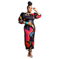 Elegant Women Pleated Half Lantern Sleeve O-neck Slim Maxi Long Dress Print Fashion Autumn 2024 Ruched Dresses Vestidos