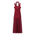 Elegant Women's Strapless Ribbon Long Dress Mesh Maxi Dresses Summer Evening Party Wedding Guest White Yellow Burgundy Brown New