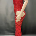 2026 Classic Red White Temperament Dress Birthday Party Light Luxury Model Catwalk Performance Dress Robe Femme Chic Et Élégante