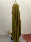 Fashion Temperament Maxi Dress for Women O Neck Spliced Shawl Long Sleeve High Waist Spliced Zip Evening Dress Female Autumn