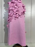 Elegant Celebrity Evening Party Prom Gown Fashion Luxury Birthday Dresses Women Pink 3D Flower Sexy Sleeveless A-Line Long Dress