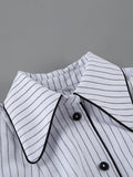 Elegant Striped Women Shirts Lapel Collar Long Sleeve Fit Shirt for Office Work Business Meeting Wear Fashion New